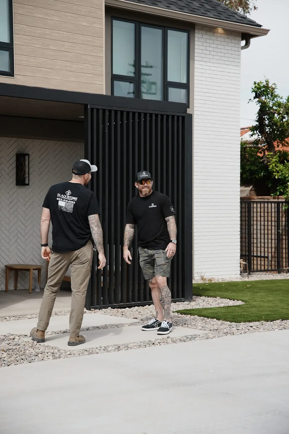 Team walking a completed property during a project walkthrough